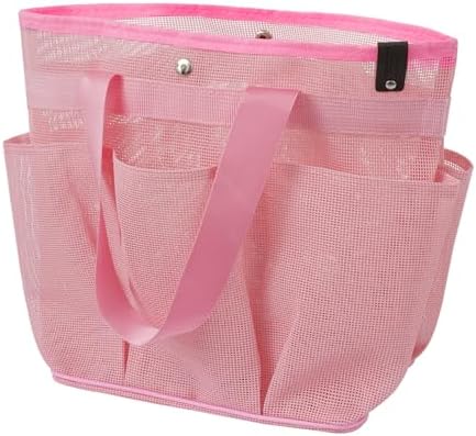 Mesh Horse Grooming Tote Bag Breathable Waterproof, 6 Pockets Horse Grooming Kit Tool Bags, Horse Cleaning Totes for Cleaning Supplies, Pet Grooming Organizer for Horse Cow Cat, Pink&Hot Pink