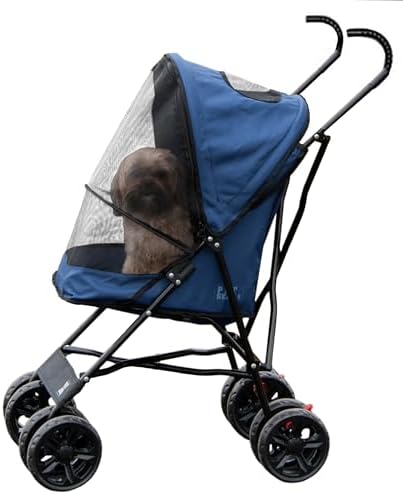 Pet Gear Travel Lite Plus Stroller, Compact, Easy Fold, No Assembly Required, Large Wheels for Cats and Dogs up to 15 pounds, Blue Oasis