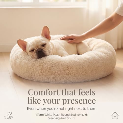 nononfish Cozy Calming Donut Dog Bed for Small Dogs,Plush Round Pet Bed