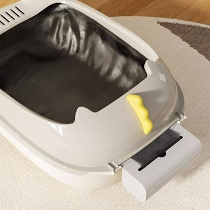 Litter Box, Durable Open Cat Litter Box with Scoop,Anti Splash Pet Tray Cat Litter Box(Blue)