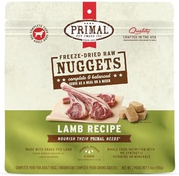 Primal Freeze Dried Raw Dog Food Nuggets, Lamb, 5.5 oz