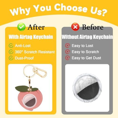 Leather Keychain Holder Case for AirTag, Cute Protective Cover for Apple Airtag KeyChain, GPS Tracker Item Finder