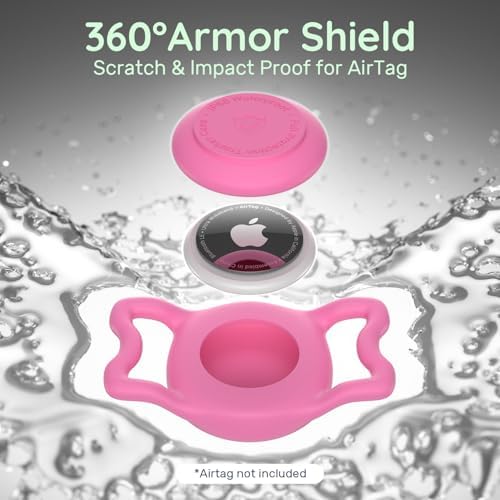 IP68 Waterproof Dog AirTag Holder for Dog Collar, Soft, Stretchy Silicone