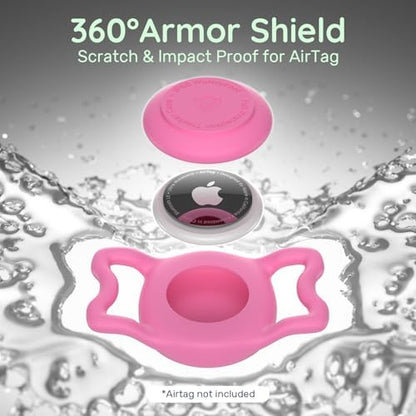 IP68 Waterproof Dog AirTag Holder for Dog Collar, Soft, Stretchy Silicone