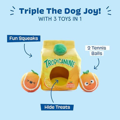 BarkBox Fresh Squeaked OJ Dog Toy - 2-in-1 - Toy for Medium Dogs