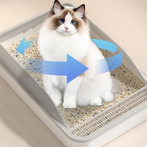 Litter Box, Open Top Cat Litter Box with High Sides & Detachable Basin, Includes Shovel Cat Litter Box(Gray)