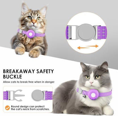 GPS Tracker for Cats-No Monthly Fee,Cat Tracker Compatible with Apple Find My App (Only iOS), Waterproof Pet Tracker,Real-Time Cat Trackers Collar for Pets,Kids,Luggage | 367-Day Battery Life|(Purple)