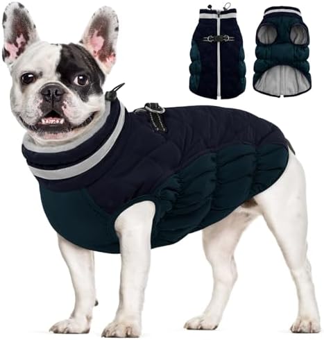 AOFITEE Small Dog Coat Waterproof Dog Winter Jacket with Harness Built in