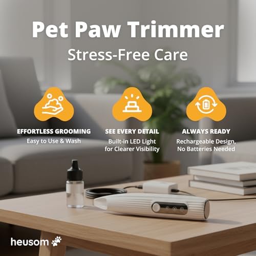 Silent Pet Paw Trimmer | Cordless Paw Trimmer for Grooming w/Light