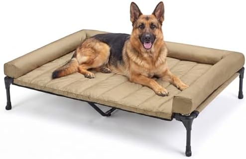 Veehoo Outdoor Elevated Dog Bed with Waterproof Bolster Cushion, Cooling
