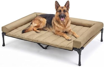 Veehoo Outdoor Elevated Dog Bed with Waterproof Bolster Cushion, Cooling