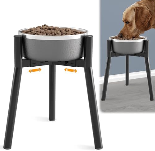 SHAINFUN Adjustable Metal Raised Stand for Large & XL Breeds, Compatible with 7 to 10.6" Wide Bowls, Single Tall Elevated Feeder (Bowl Not Included)