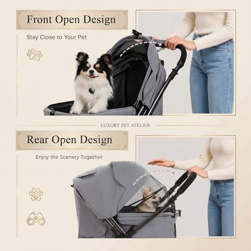 MUTTROS Pet Stroller for Dogs & Cats, 66lbs, Pink