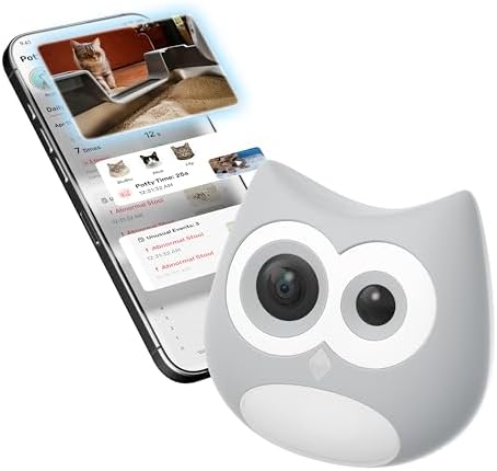 LitterLens Cat Litter Box Camera with App, AI Health Monitoring & Alerts, Track Urination & Stool, Multi-Cat Recognition, Works with Every Litter Box, Pet Health Monitor (Gray)