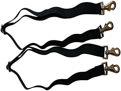 Majestic Ally Pack of 2 Adjustable Length Horse Blanket Sheet Replacement Elastic Leg Strap with Double Swivel Snaps (Black)