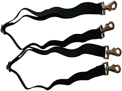 Majestic Ally Pack of 2 Adjustable Length Horse Blanket Sheet Replacement Elastic Leg Strap with Double Swivel Snaps (Black)