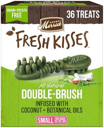 Merrick Fresh Kisses Natural Dental Chews Infused With Coconut And Botanical Oils For Small Dogs 15-25 Lbs - 36 ct. Box
