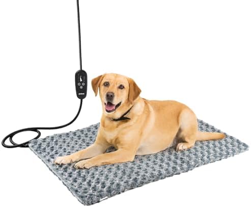 Adjustable Temperature Dog Heating Pad, 35.4"x23.6", 120W Light Gray