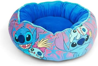 Disney Dog Bed, Stitch and Scrump Poses Blue Lavender, Donut