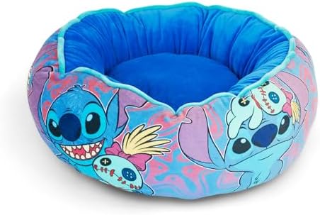 Disney Dog Bed, Stitch and Scrump Poses Blue Lavender, Donut