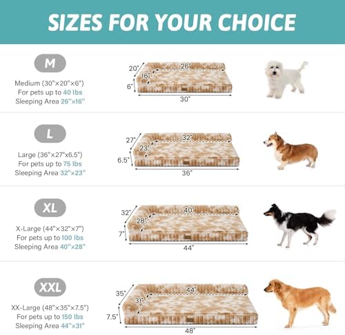 COZY KISS Faux Rabbit Fur Small Dog Bed – 30"x20" Orthopedic Foam Couch with Sides, Removable Washable Cover & Waterproof Lining, Tie-Dye Brown