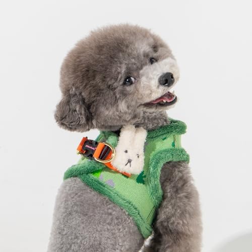 Pinkaholic New York Jasmine Vest Dog Harness Step-in Warm Winter Flower Pattern for Small Dog, Green, Small