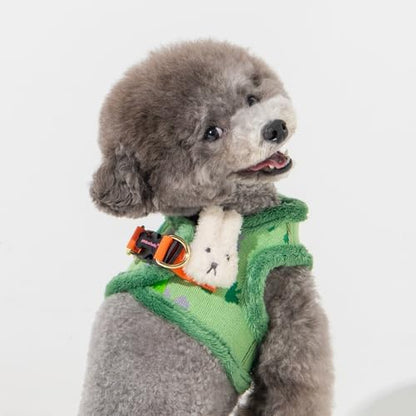 Pinkaholic New York Jasmine Vest Dog Harness Step-in Warm Winter Flower Pattern for Small Dog, Green, Small