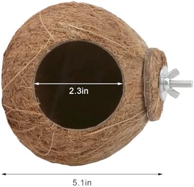 Hypeety Pet Bird Breeding Nest Natural Coconut Bird Hideout Hut for Cage