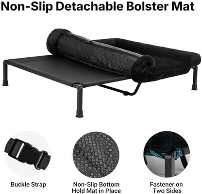 Veehoo Elevated Dog Bed with Fluffy Plush Bolster Cushion, Dog Couch Bed