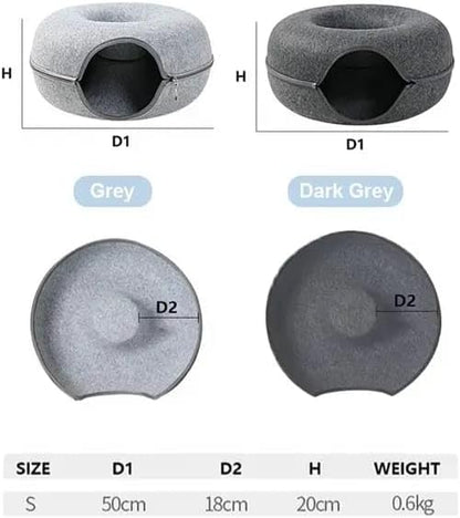 Cat Cave Donut for Large Cats and Small Dogs Up to 30 lbs | Pet Cat House Tunnel Bed | Washable & Scratch-Resistant Pet Bed | Versatile Donut Cat Cave | Covered Cat Beds for Indoor Cats Large | Hegale