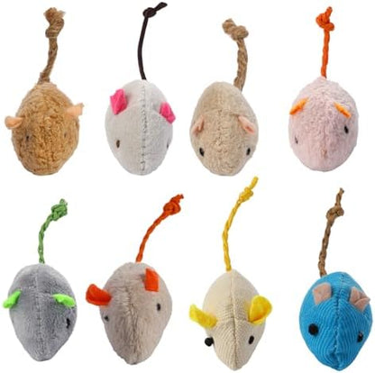 Mozeat Lens 8 Pack Toy Mice for Cats Cat Mice Toys Interactive Toy Cats Mouse Plush Cat Toys Catnip Toy Biting Toys for Cats Mouse Shaped Toy for Indoor Cats Realistic Design 8 Color