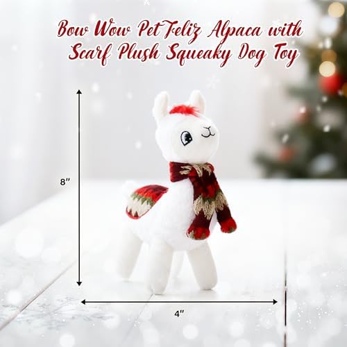 Bow Wow Pet Feliz Alpaca with Scarf Plush Squeaky Dog Toy