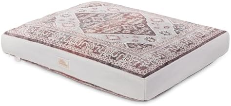 Town & Country Everyday CuddleTown Medallion Everwash® Pillow Pet Bed, Water Repellent Floor Pillow, Machine Washable Cover, Soft & Calming, Red/Greige, Medium 36"x28"x4"