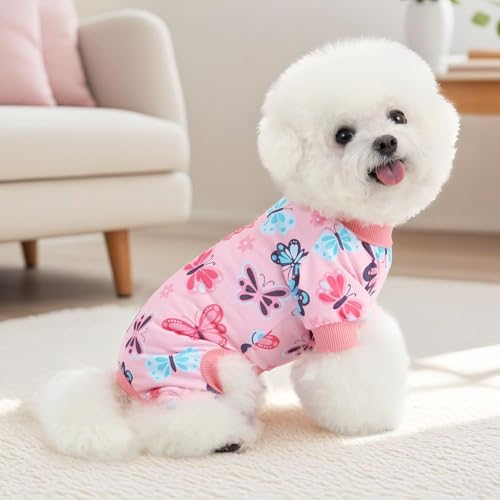 XPUDAC 4 Pack Dog Pajamas Summer Dog Pjs for Small Dogs Pet Outfits, L