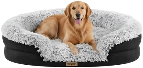 Miorun Fluffy Orthopedic Dog Beds Large Sized Dog, 43" Bolster Sofa Bed