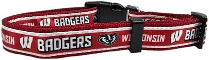 Pets First Collegiate PET Collar NEW VERSION Wisconsin Badgers Dog Collar, Size Medium. Best Sports Team Color for Dogs & Cats. A Shiny & Colorful Dog & Cat Collar Licensed by The NCAA