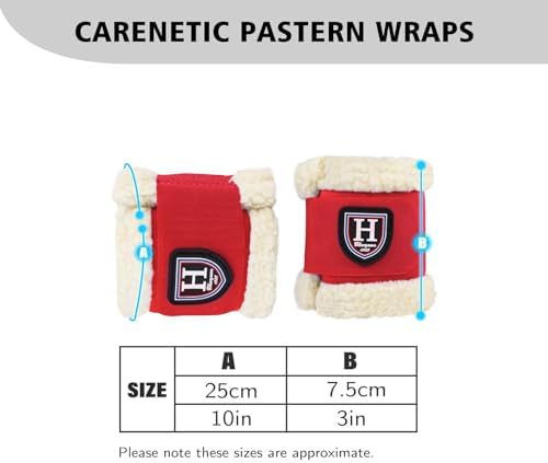 Harrison Howard Essential Premium Horse Pastern Wraps with Berber Fleece Lining Sold in Pairs Red