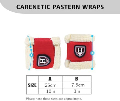 Harrison Howard Essential Premium Horse Pastern Wraps with Berber Fleece Lining Sold in Pairs Red