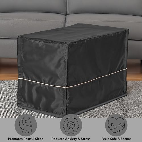 MidWest Homes for Pets XS Dog Crate Cover, Black Polyester Privacy Kennel Cover Fits Most 22-inch Crates, Machine Washable, Reduces Barking & Chewing