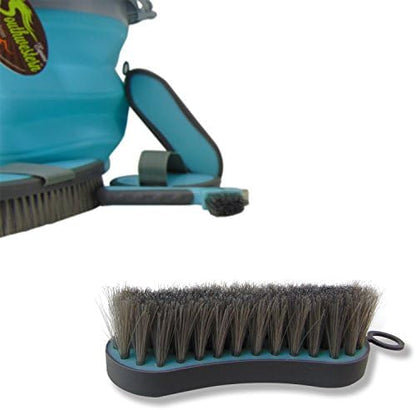 Collapsible Grooming Kit 10 Liter Bucket and 5 Grooming Tools - By Southwestern Equine - Turquoise