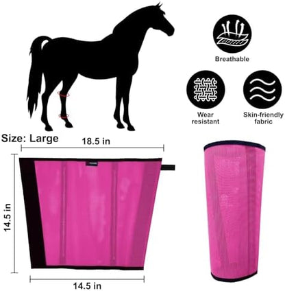 Horse Fly Boots, Breathable Mesh Protection Set of 4, Comfortable Horse Leggings, Breathable Mesh Design, Equine Supplies for Reduce Stomping, Hoof Damage & Leg Fatigue (Rose Red, Large)