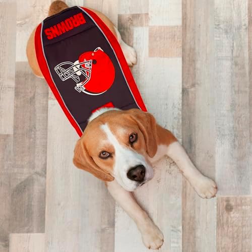NFL Cleveland Browns Puffer Vest for Dogs & Cats, Size Small. Warm, Cozy, and Waterproof Dog Coat, for Small and Large Dogs/Cats. Best NFL Licensed PET Warming Sports Jacket