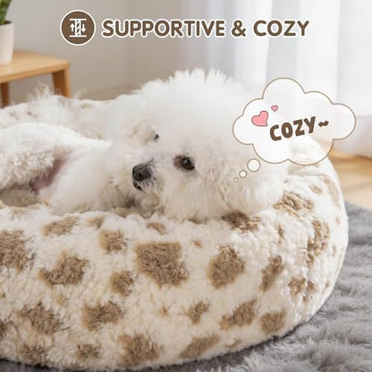 Avont Donut Dog Bed, Calming Round Pet Bed for Small & Medium Dogs, Cats