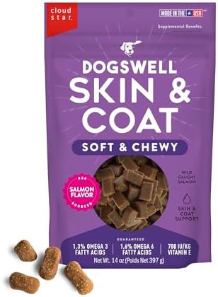 DOGSWELL Skin & Coat Soft & Chewy Dog Treats, Salmon, 14 oz. Pouch