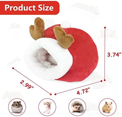 WishLotus Hamster Bed, Mini Soft and Warm Hamster House Cute Non-Slip Hamster Sleeping nest Small Animals Bedding House for Dwarf Hamsters, Mini Hedgehogs and Small Pets (red)