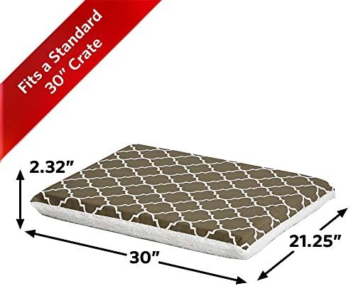 MidWest Homes for Pets Quiet Time Teflon Defender Dog Beds; Pet Beds Designed to Fit Folding Metal Dog Crates, Brown & White Geometric Pattern, 30-Inch