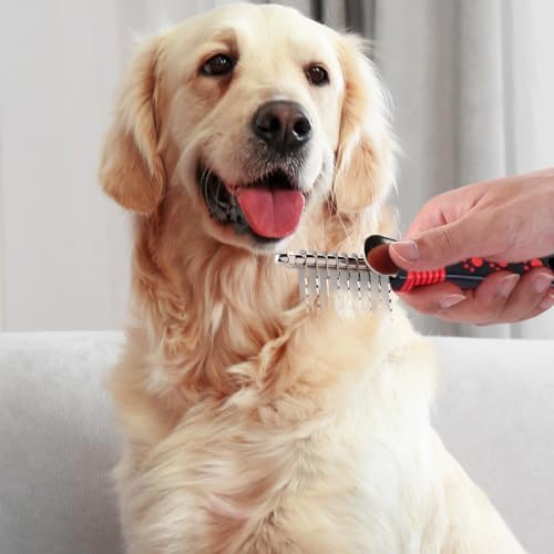 QUMY Dog Comb Kit-Dematting Rake Comb for Dogs Metal Cat Dog Grooming Brush
