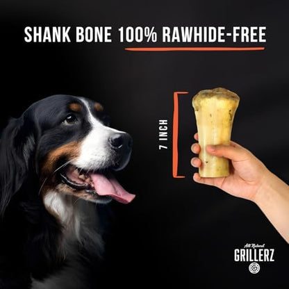 Grillerz 7 inch Small Shank Bone, Rawhide Free, All Natural Dog Treat for All Breeds, High Protein, Long Lasting, Easy to Digest, Dog Chew for Healthy Teeth (Pack of 2)