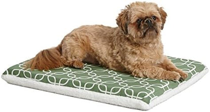 MidWest Homes for Pets Quiet Time Teflon Defender Dog Beds; Pet Beds Designed to Fit Folding Metal Dog Crates, Green & White Geometric Pattern, 24-Inch