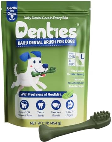 Dental Chews for Dogs – Vet Recommended Dental Dog Treats for Large Dogs(Up to 50 lbs), Cleans Teeth, Freshens Breath, Reduce Plaque & Tartar,Mint Chicken & Beef Recipe,16oz Pack,10 Count